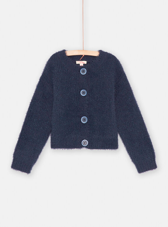 Cardigan bleu marine à paillettes fille SAJOCAR1 / 23W901M6CAR070